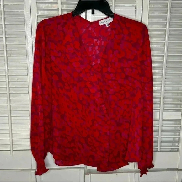 Red leopard print long sleeve top - Picture 4 of 7